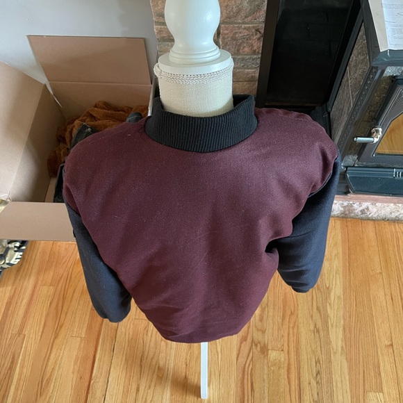 H&M Native Youth Brand Mens Maroon & Navy/Black Bomber Fall Jacket NEW! Sz. M/L - Picture 4 of 7